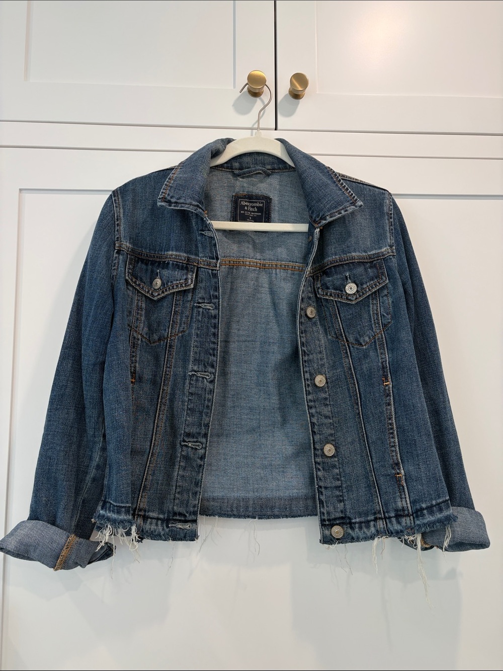 Abercrombie & Fitch Medium Blue Distressed Denim Jacket